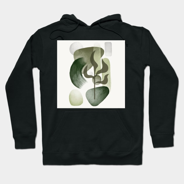 Botanical set of illustrations of tropical plants, Abstract green watercolor geometric shapes. No 01 Hoodie by Modern Art